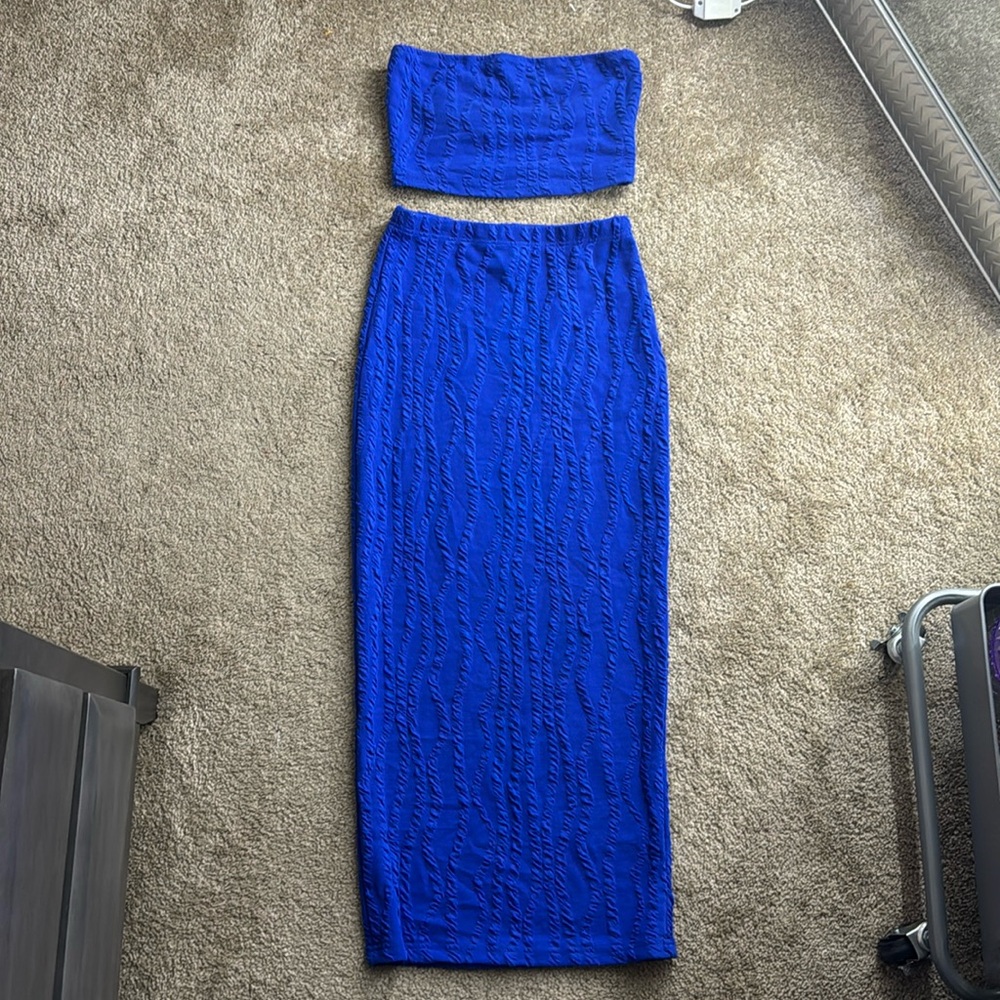 Textured Tube Top and Pencil Skirt Set